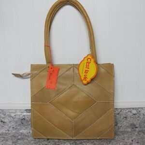 1970s Tan Leather Handbag Cest La Vie New Old Stock